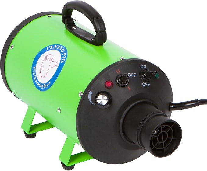Flying Pig High Velocity Dog Pet Grooming Dryer w/Heater (Model: Flying One, Green)-PurrikoPets