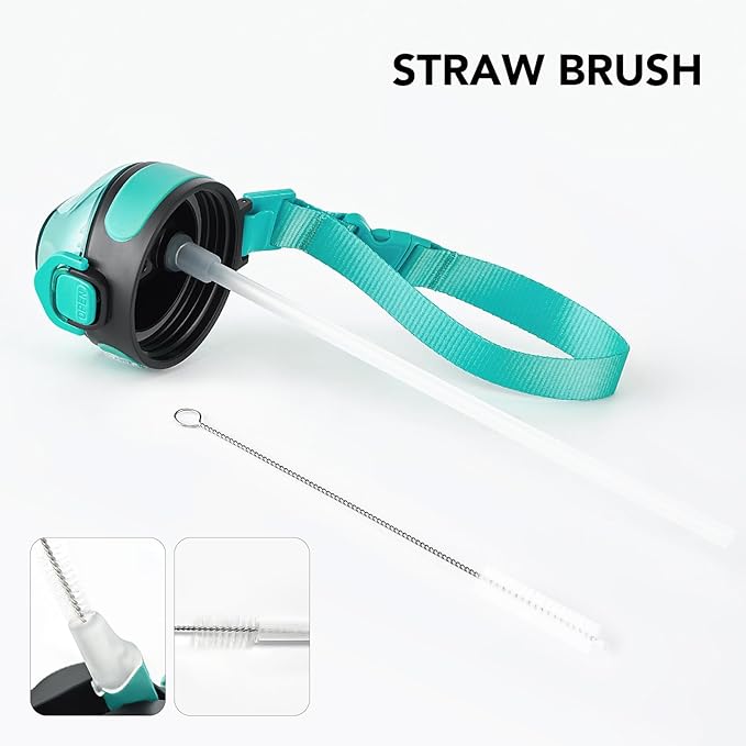 Enerbone 32 oz Insulated Water Bottle, Stainless Steel Bottle with Carrying Strap, Double-Wall Vacuum Insulation Design, Leakproof Sports Bottle with Straw, Keep Drinks Cold or Hot for Hours-PurrikoPets