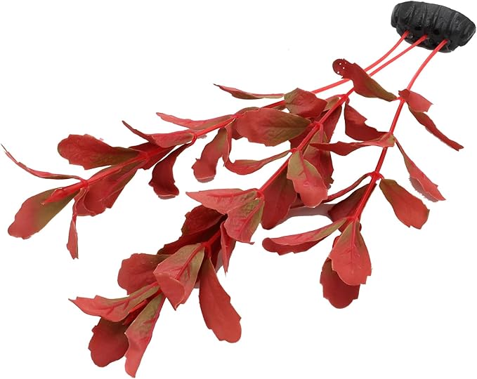 2-Pack 12 Inch Aquarium Silk Aquarium Plants, Artificial Plastic Plant for Small Tank, Goldfish, Fish Hides (Red, 12 Inch)-PurrikoPets