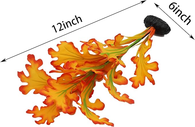 2-Pack 12 Inch Aquarium Silk Aquarium Plants, Artificial Plastic Plant for Small Tank, Goldfish, Fish Hides (Yellow, 12 Inch)-PurrikoPets