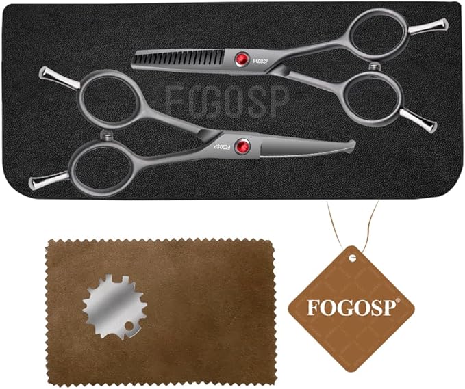 4.5" Dog Grooming Scissors - 2pcs Curved Scissors & Thinning Shears for Small Dog, Cat Face & Paws - Japan 440C (2Kit)-PurrikoPets