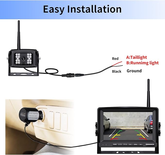 9" Wireless Backup Camera System for RV Truck Trailer Camper, 9 Inch DVR Quad Split Monitor IP69 Waterproof HD 1080P Wireless Rear Side View Cameras, Stable Signal Observation System - B904-PurrikoPets
