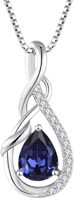 STARCHENIE Infinity Teardrop Pendant Necklace for Women 925 Sterling Silver Birthstone Jewelry