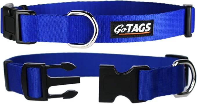GoTags Dog Collars, Durable Solid Nylon Dog Collars in 5 Color Options and 4 Adjustable Sizes for Puppy and Dogs Extra Small, Small, Medium or Large-PurrikoPets