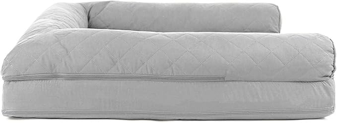 Furhaven Cooling Gel Dog Bed for Large Dogs w/ Removable Bolsters & Washable Cover, For Dogs Up to 95 lbs - Quilted Sofa - Silver Gray, Jumbo/XL-PurrikoPets