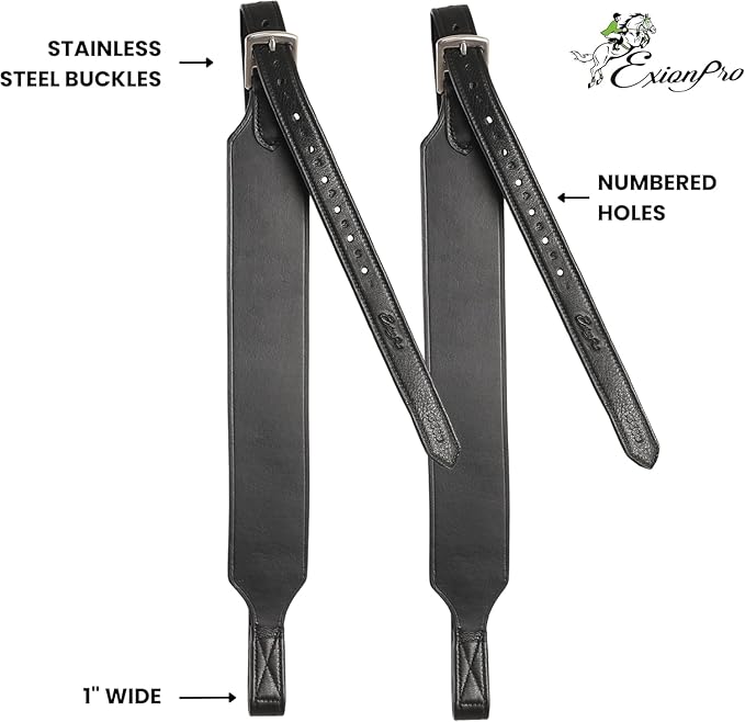 Exion Wide Stability Stirrup Leathers for English Saddles | Premium Cowhide Leather | Enhanced Leg Stability & Comfort | Sizes: 48" to 62"-PurrikoPets