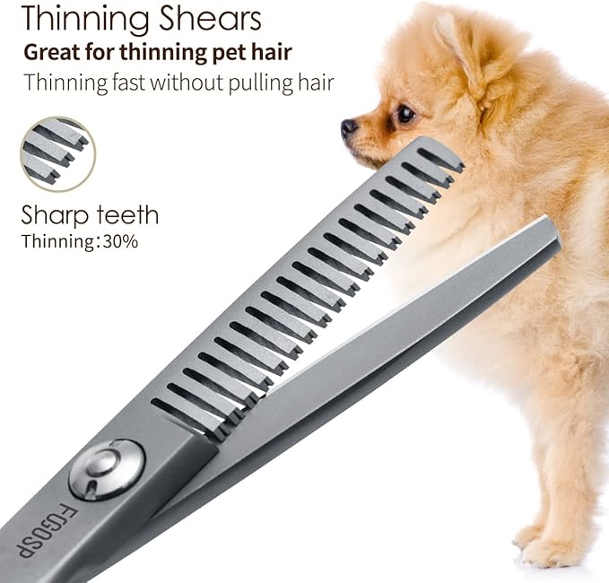 4.5" Thinning Shears for Dogs Grooming Face with Safety Round Tip for Small Dogs Face Paw Ears Trimmer Professional Small Cat Grooming Scissors (4.5" Blender, Gray)-PurrikoPets