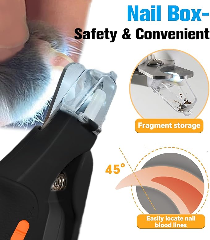 2 in 1 Dog Nail Clippers & Cat Nail Clippers Trimmers for Large Medium Small Dogs Cats Claw Trimmer Quick Sensor and Safety Guard USB Rechargeable Dogs Nail Trimmer with Catcher & 2 LED Lights-PurrikoPets