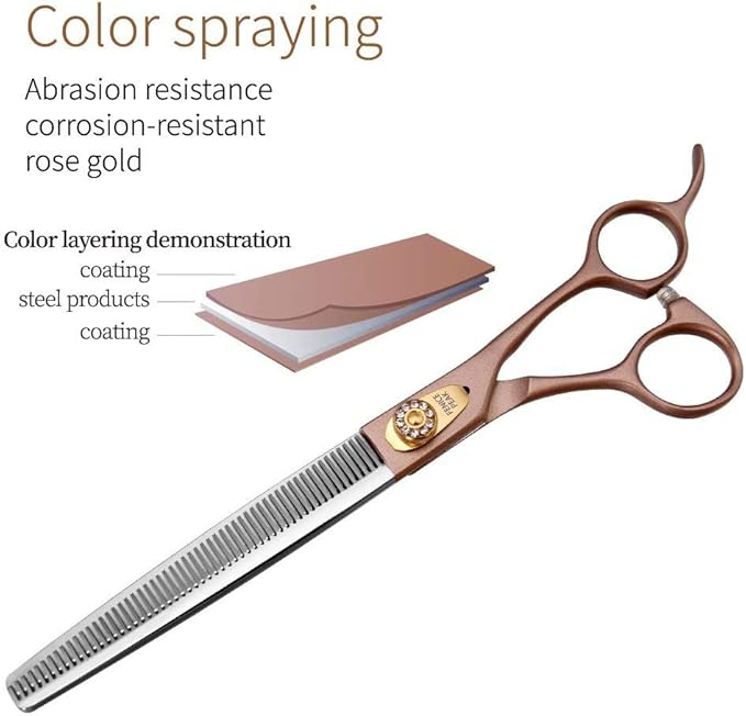 Fenice Peak Professional Thinning Scissors for Dog Cat 7/7.5'' Pet Grooming Scissors 440C Stainless Steel Thinning Shears for Dogs 50/56 Teeth-PurrikoPets