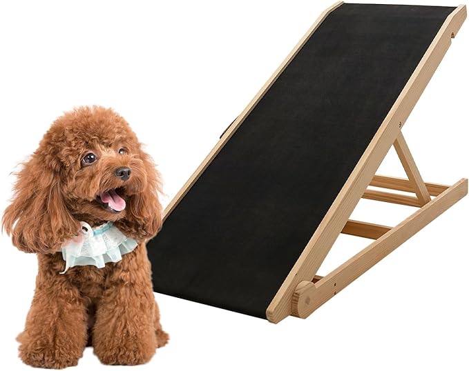 ABORON Dog Ramp,Adjustable Folding Pet Ramp for Bed,Couch,SUV - High Traction Portable Rubber Paw Ramps,Great for Small & Large Old Dogs & Cats, Supports up to 200 lbs-PurrikoPets
