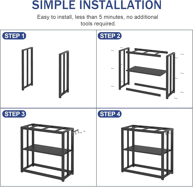 30.7" W x 13" Inch for 20-29 Gallon Long Fish Tank Stand With Storage Shelf, Aquarium Stand With Hooks,Heavy Duty Metal Turtle Reptile Tank Stand, Easy Assemble-PurrikoPets