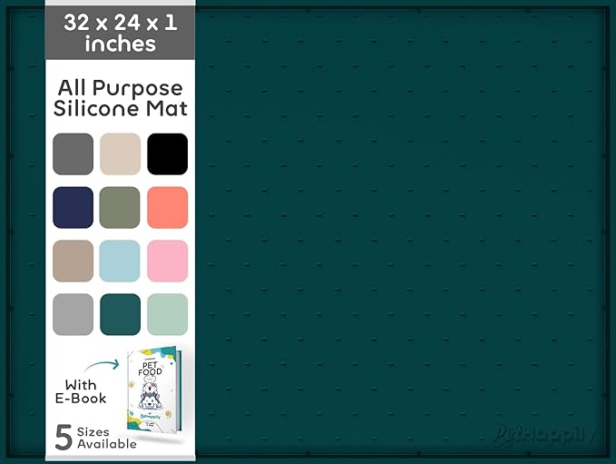 32x24x1” XL Dog Food Mat - All Purpose Under Sink Liner, Washer and Dryer Covers for The Top, Silicone Griddle Mat for Blackstone - Raised Edges Dog Mat for Food and Water Prevent Spill, Waterproof-PurrikoPets