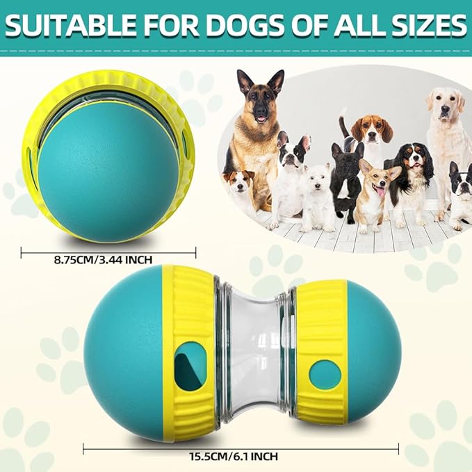 Dog Puzzle Toys, Rolling Treat Dispensing Ball, Brain Stimulation & Slow Feeder, Dog Enrichment Toys to Keep Them Busy (Green)-PurrikoPets