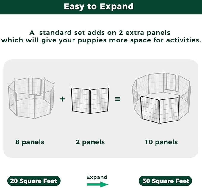 FXW Rollick Unleashed Dog Playpen for Indoor, Yard, RV Camping, 40 inch 2 Panels for Medium and Large Dogs, Black│Patented-PurrikoPets