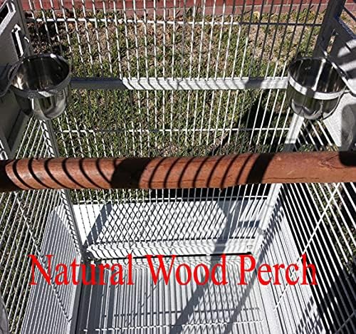 Extra Large Double Ladders Open Play Top Wrought Iron Bird Parrot Parttot Finch Macaw Cockatoo Cage, Include Seed Guard and Toy Hook (32" x 23" x 66"H White Vein)-PurrikoPets