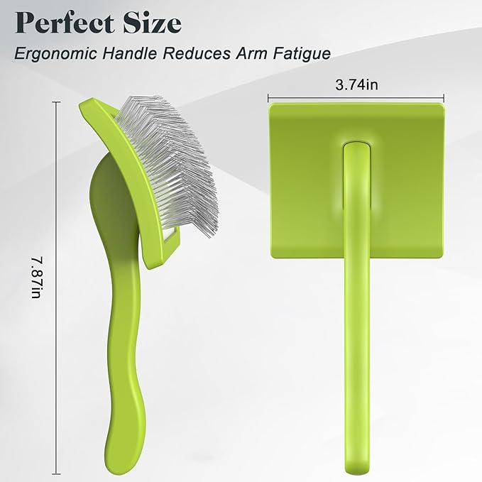 2PCS Slicker Brush for Dogs & Pet Comb,Professional Dog Grooming Brush (Goldendoodles,Poodles,Labradoodles) with Extra Long Pins to Effectively Remove Tangles, Knots and Mats (Green)-PurrikoPets