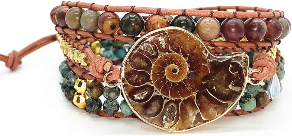 YGLINE Boho Handmade Wrap Leather Tube Crystal Stone Bracelet for Women