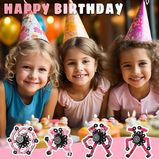 Fidget Toys for Girls, Birthday Gifts for 4 5 6 7 8 9 10 11 12 Year Old Girls Boys, Pink Transformable Fidget Spinners for Kids, Stocking Stuffers for Kids Adults Party Favors Toy-PurrikoPets