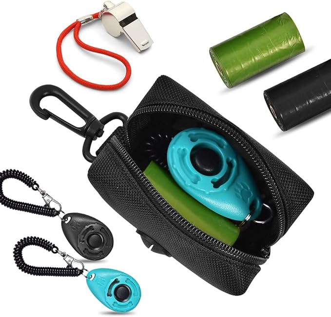 Dog Waste Bag Dispenser Pet Poop Bags Holder for Doggie Waste Bags Dispensers Soft Fabric Zipper Small Doggy Puppy Pouch for Leash Accessory Attachment with Carrier,2PCS Purple&Black-PurrikoPets