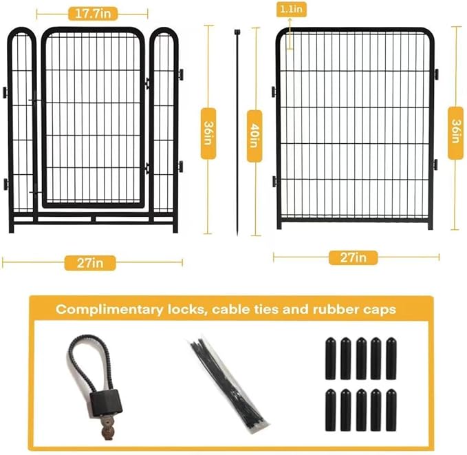 Dog Playpen 36 Inch 14 Panels, Dog Play Pen Indoors, Garden Fence for Yard, Total 31 Ft(l) Black Dog Pen Wide Door Low Threshold, Be Suitable for Camping Garden Yard-PurrikoPets