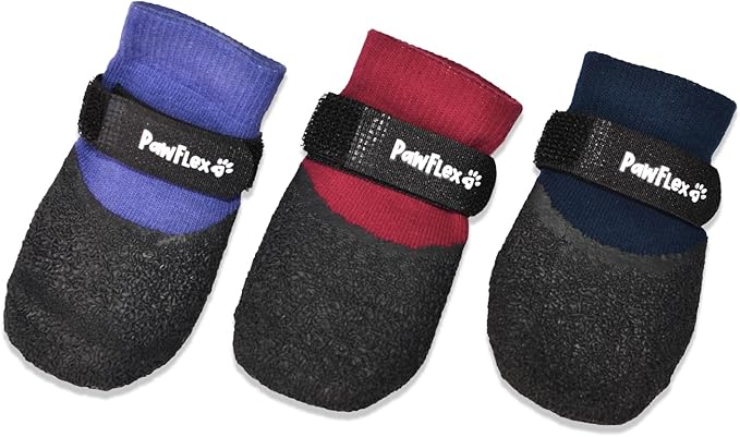 Double Dipped Thick Textured Waterproof Cotton Dog Socks | PawFlex Comfy Pawz Soft Indoor/Outdoor Pet Booties | Non-Slip Silicone Grip at Inner Wrist for No Twisting or Sliding Off| Adjustable Strap-PurrikoPets