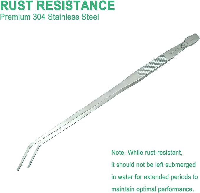 18.9 inch Aquarium Tweezers with Hanger, 2025 New Extra Long Feeding Tongs, Stainless Steel Large Aquascape Tools for Fish Tank, Terrarium, Aquascaping, Reptile Snake (Curved)-PurrikoPets