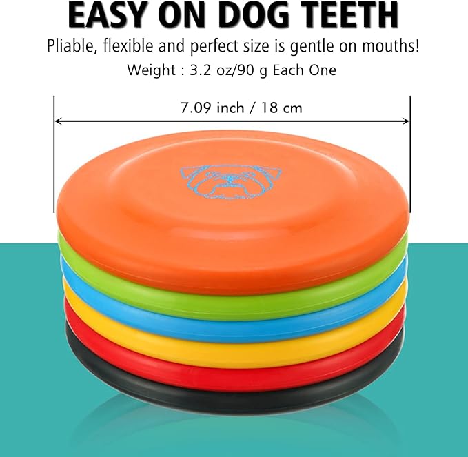 Dog Flying Disc, 3 Pcs Competition Dog Flyer Toy, Soft Indestructible Rubber Lightweight Flying Discs Toy for Dogs - Floats On Water, Gentle On Teeth and Gums-PurrikoPets