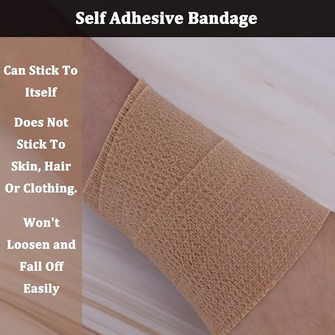 24 Pack Breathable Self Adherent Wrap, Athletic Elastic Non Woven Cohesive Bandage for Sports, First Aid Medical, Wrist, Ankle Sprains, Swelling and Vet Wrap 2 Inch 5 Yards (Rainbow Color).-PurrikoPets