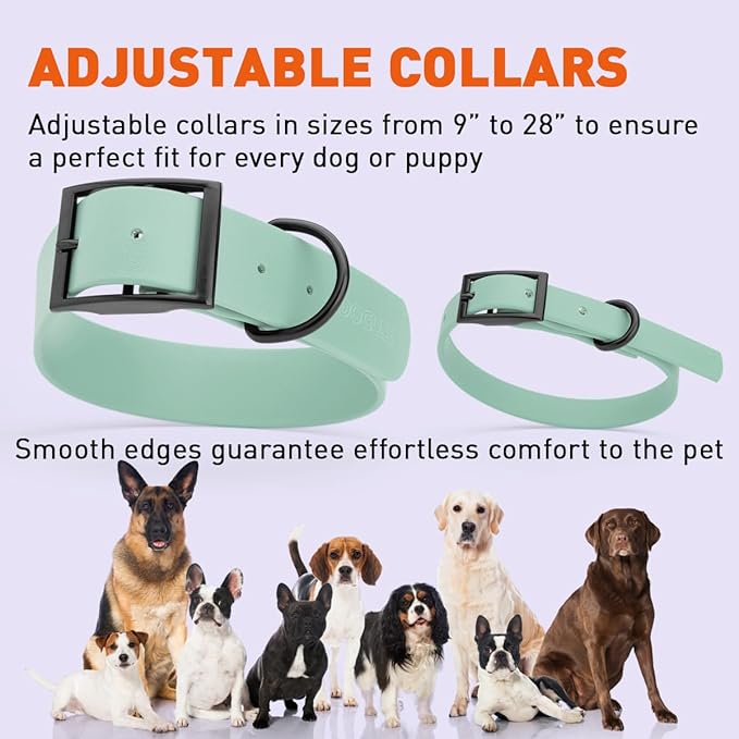Dogline Biothane Waterproof Dog Collar Strong Coated Nylon Webbing with Black Hardware Odor- Proof for Easy Care Easy to Clean High Performance Fits Small Medium or Large Dogs, Sage Green-PurrikoPets