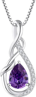 STARCHENIE Infinity Teardrop Pendant Necklace for Women 925 Sterling Silver Birthstone Jewelry