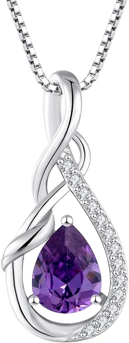 STARCHENIE Infinity Teardrop Pendant Necklace for Women 925 Sterling Silver Birthstone Jewelry