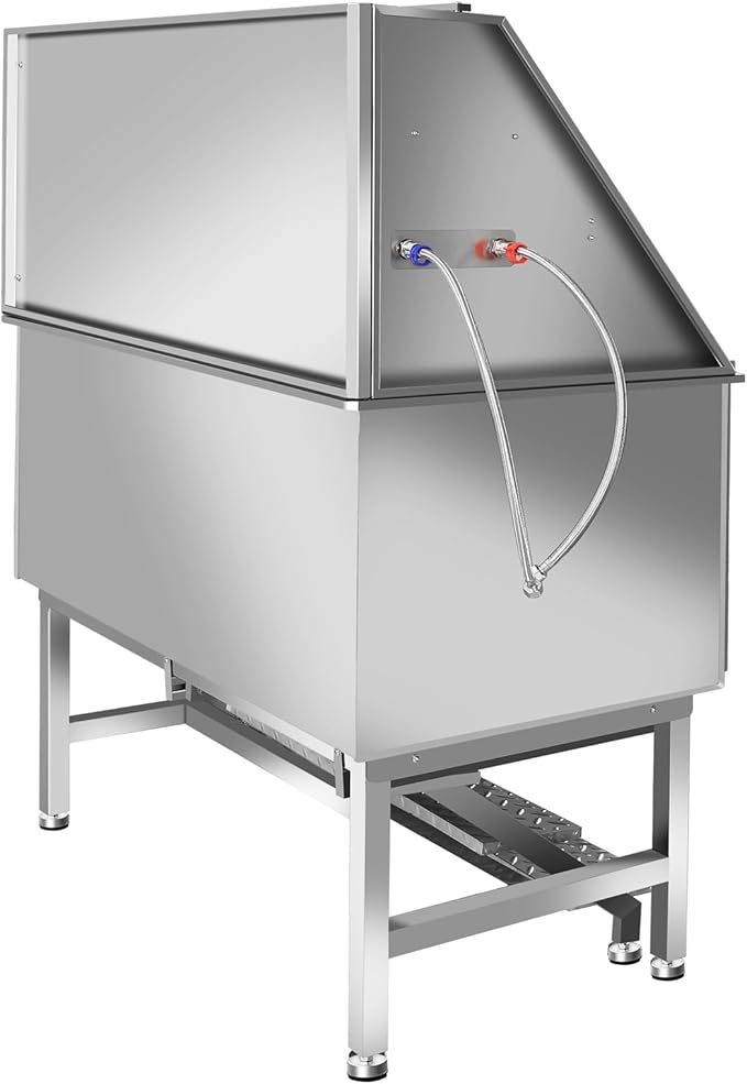 Dog Washing Station 38'' Stainless Steel Pet Grooming Tub for Large Dogs Over-Size Professional Dog Grooming Bathtub Station Wash Shower Sink Pet Grooming Bathtub Station-PurrikoPets