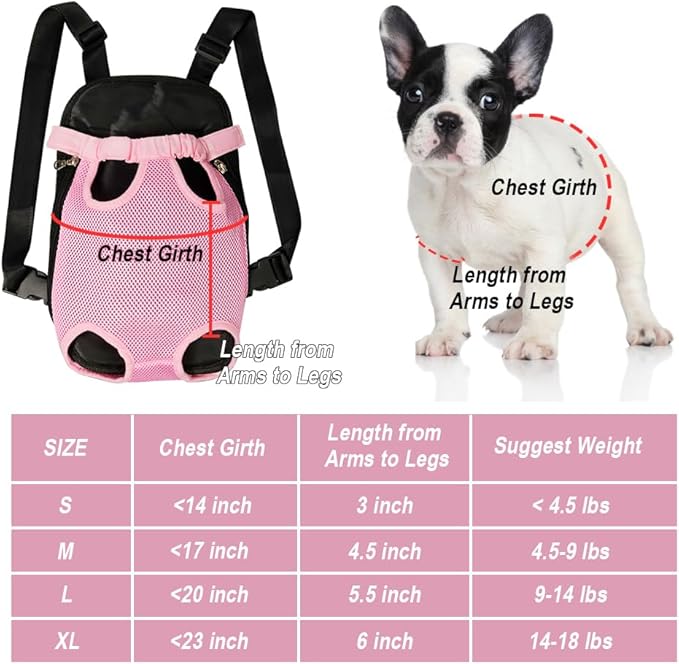 FEimaX Dog Carrier Backpack Pet Legs Out Front Cat Travel Bag, Adjustable Puppy Backpacks Carriers Hands-Free for Small Medium Dogs Cats Hiking Traveling Camping Daily Walking (X-Large, Pink)-PurrikoPets