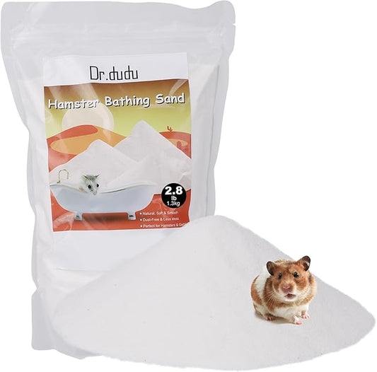DR.DUDU Hamster Bath Sand, 2.8lb Dust Free Desert Sand or Potty Litter Sand for Hamster Chinchillas Gerbil Syrian Mice Small Animals (White)-PurrikoPets