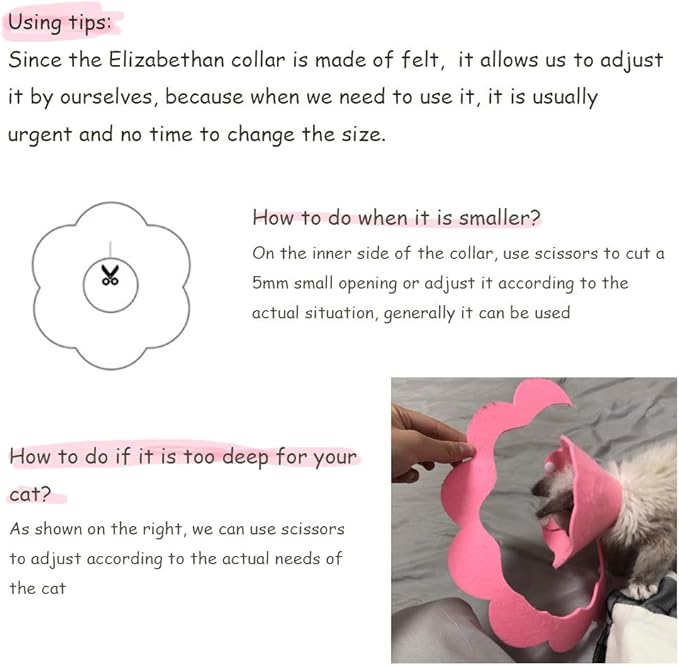 Adjustable Recovery Collar - Cute Flower Neck Cones After Surgery, Set of 2 E Collars for Kitten and Cats S Size (2 pcs)-PurrikoPets