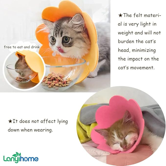 Adjustable Cat Recovery Collar - Cute Flower Neck Cat Cones After Surgery, Set of 2 Cat E Collar, Surgery Recovery Elizabethan Collars for Kitten and Cats S Size (2 pcs)-PurrikoPets