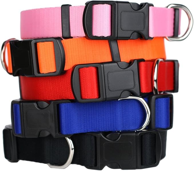GoTags Dog Collars, Durable Solid Nylon Dog Collars in 5 Color Options and 4 Adjustable Sizes for Puppy and Dogs Extra Small, Small, Medium or Large-PurrikoPets