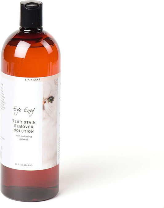 Eye Envy Tear Stain Remover Solution for Cats. 100% Natural, Safe. Treats The Cause of Stains. Recommended by Breeders, Vets, Groomers. Remove Eye Stains from Persians and Exotics. 32 oz. Made in USA-PurrikoPets