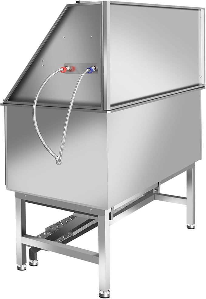 Dog Washing Station 38'' Stainless Steel Pet Grooming Tub for Large Dogs Over-Size Professional Dog Grooming Bathtub Station Wash Shower Sink Pet Grooming Bathtub Station-PurrikoPets