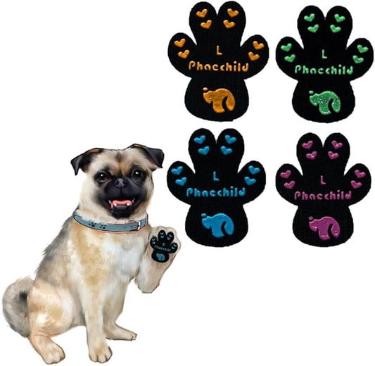 Dog Paw Pads Anti-Slip Grips,Dog Paw Protectors for Senior Dogs on Hot Pavement,Provides Traction to Keep Them from Slipping on Smooth Floors 20 sets-80 Pads Multicolor L-PurrikoPets