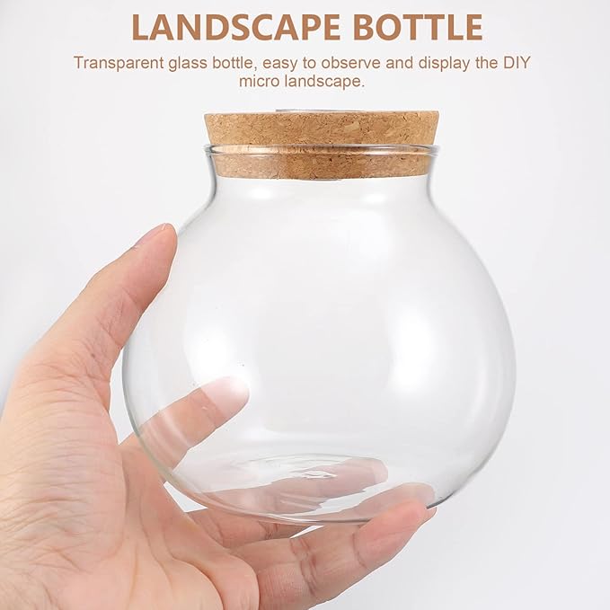 Fish Bowl with LED Light - Small Betta Fish Tank with LED Lighting and Lid Glass Fish Bowl Small Aquarium Glass Terrarium Container Bottle for DIY Landscape, Home Decor-PurrikoPets