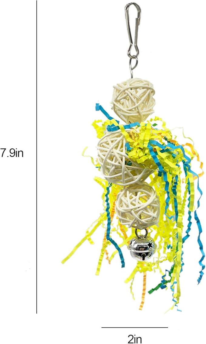 EBaokuup Bird Parrots Shredding Toys Parakeet Chewing Toys Bird Loofah Toys Parrot Cage Shredder Toys Bird Foraging Hanging Toys Bird Accessories for Parrots Lovebird Cockatiel Conure African Grey-PurrikoPets