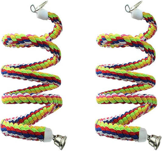 2pcs 63in Bird Perch Rope Bungee Parrot Toy - Pure Natural Cage Chewing Toy-PurrikoPets