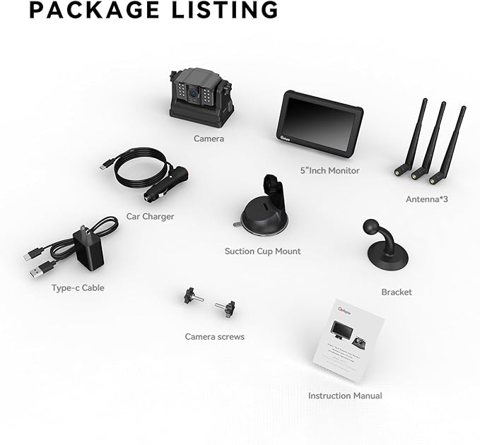 eRapta Wireless Backup Camera Magnetic: 5” Portable, 1-Min Install-Free Trailer Backup Camera with FHD1080P, Infrared Night Vision, 150° Wide-Angle View for Trailer/RV/Truck/Car/Tractor ACT501-PurrikoPets