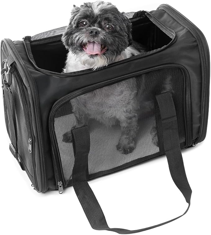 17.5" Pet Travel Carrier Bag - Collapsible Cat & Dog Carrier - Breathable, Durable & Spacious - Fits Small and Medium Pets up to 15lbs - Pet Travel Bag by Tebon-PurrikoPets