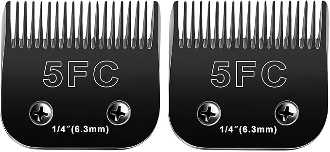 2PCS 5FC Blades Dog Grooming Blades Compatible with Andis/Oster A5/Wahl KM-10 Series Dog Clippers,Detachable Clipper Replacement Blade,Black(5FC/2PCS)-PurrikoPets