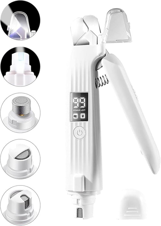 2-in-1 Dog Nail Trimmers & Dog Nail Grinder with 2 LED Lights, USB Rechargeable, Cat Nail Clipper with Splash Guard, and Multiple Grinding Methods for Small, Medium, and Large Dogs & Cats-PurrikoPets