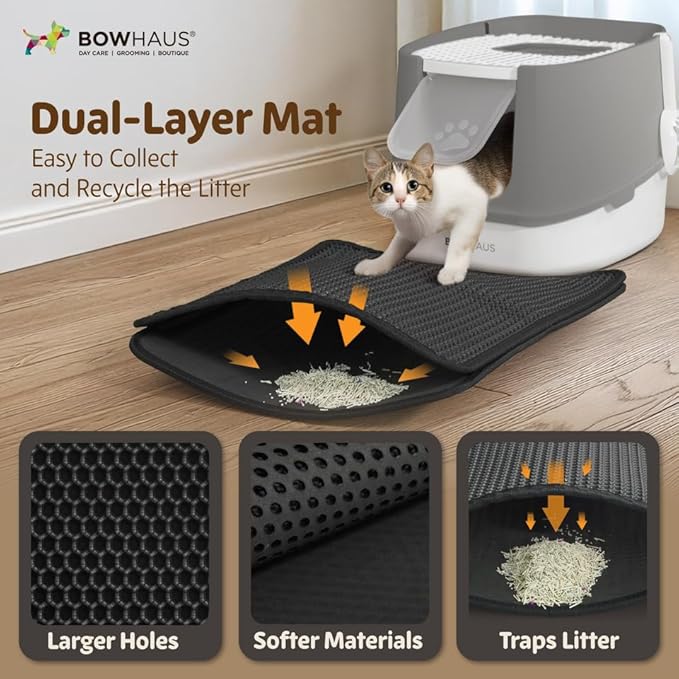 Fully Enclosed Cat Litter Box w/Lid, Scoop, Litter Mat & Odor Fitter, Large Plastic Cat Toilet with Double Door, Anti-Splashing Gato Litter Box with Lockable Front Door, Beige/Pink-PurrikoPets