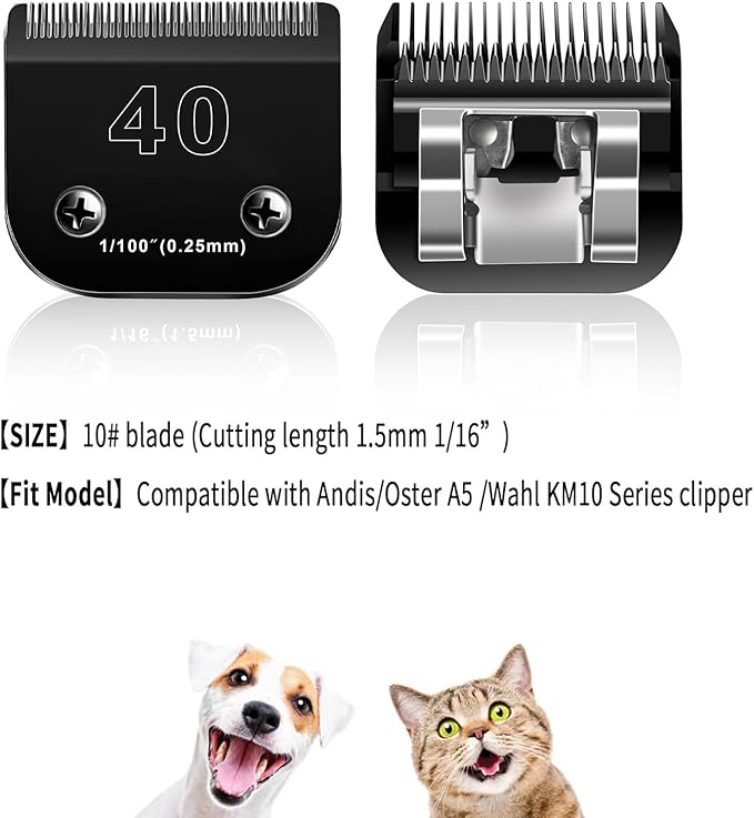 3PACK 40 Blades Dog Grooming Blades Compatible with Ainds/Oster A5/Wahl KM-10 Series Dog Clippers,Detachable Clipper Replacement Blade，Black-PurrikoPets