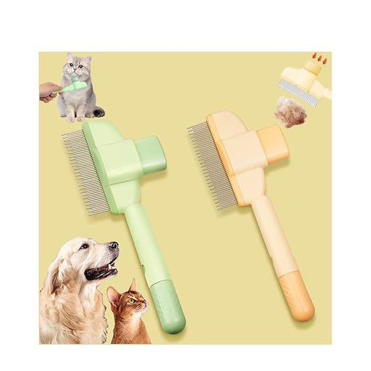 2 Pcs Brush for Cats, brush Cat Comb, Avatore brushs-Removes Fur & Relieves Pain, Upgrade Dog and Cat Hair Removal with Release Button, Multi-function Grooming Brushs for Short&Long Cats-PurrikoPets